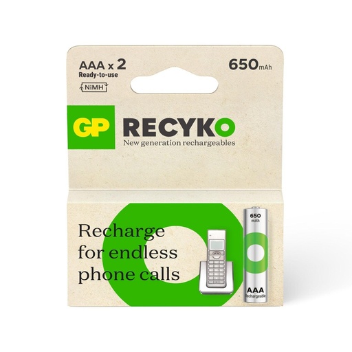 GP NiMH Oplaadbare AAA Micro Batterijen 650mAh (2-pack)