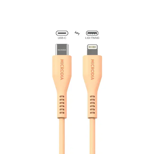 Microdia Fruitywire Liquid Silicon PD 60W USB-C To Lightning Peach 1.3m
