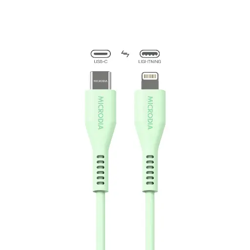 Microdia Fruitywire Liquid Silicon PD 60W USB-C To Lightning Cool Mint 1.3m
