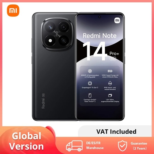 Xiaomi-smartphone Redmi Note 14 Pro Plus, 5G, NFC, Snapdragon7s Gen 3 Pantalla AMOLED 1,5K De